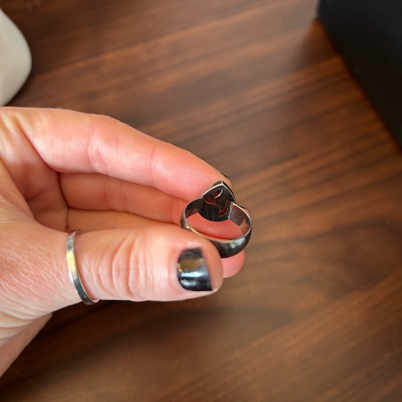 Sterling Silver oxidized blood tear drop ring size 6 - Picture 3 of 3